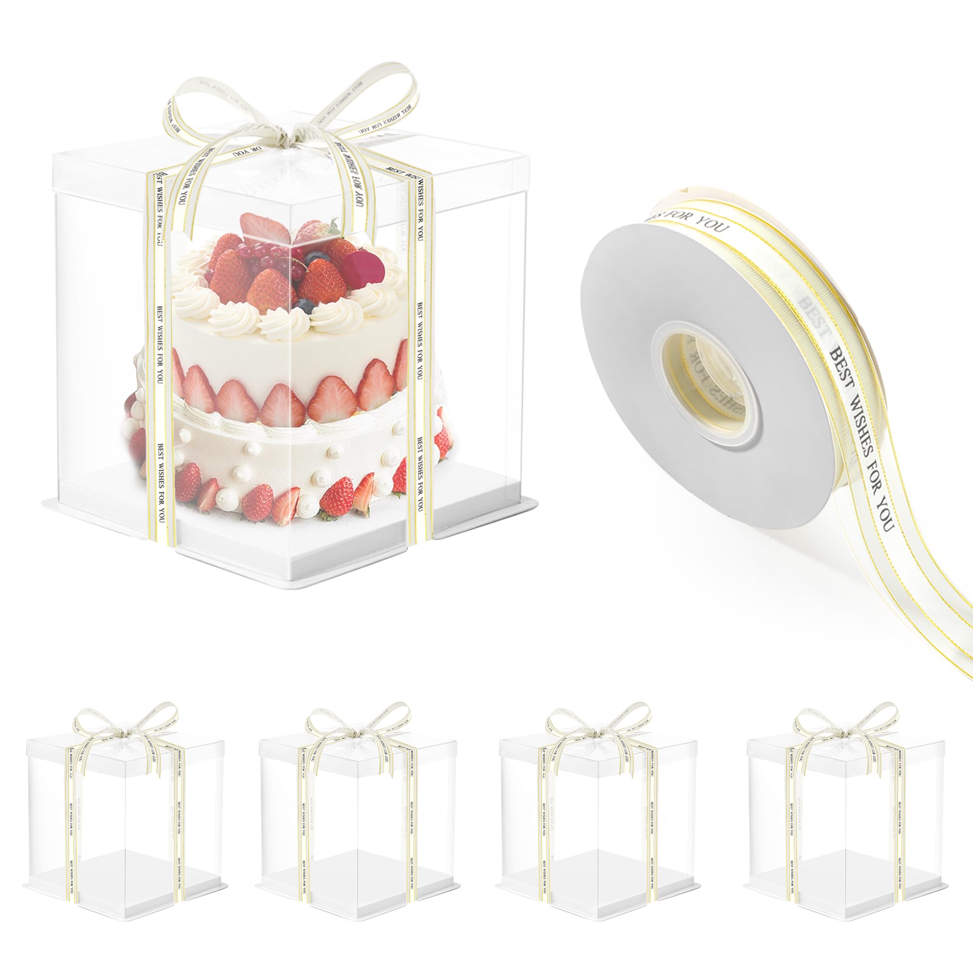 Lot de 4 boîtes à gâteau transparentes de 25,4 cm de haut, 30 x 30 x 25 cm