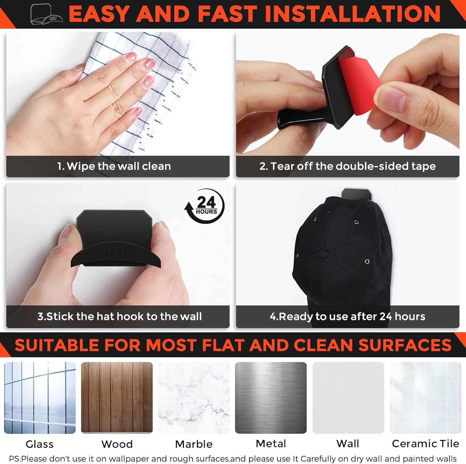 joyliveCY 32 pack Hat Racks for Baseball Caps, No Drilling Hat Holder Organizer, Self-Adhesive Hat Hooks for Boys Room Decor, Fashion Hat Hangers for Boys room decor, Hat display for wall : Home & Kitchen