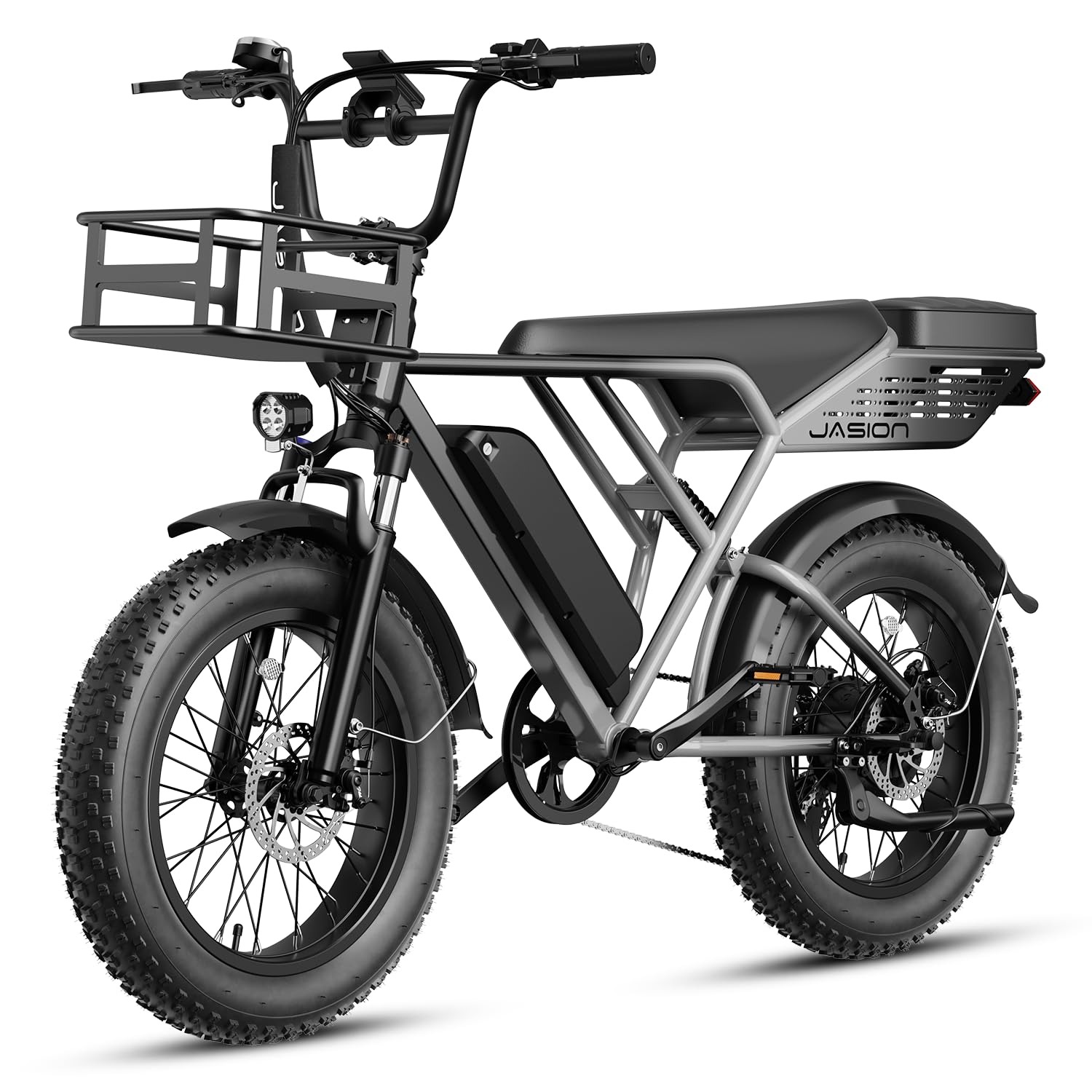 Jasion RetroVolt Electric Bike for Adults, 1500W/2000W Peak - 30/38MPH Electric Dirt Bike, 48V-52V, 13AH/20AH Battery, 65/90Miles Max Range Electric Motorcycle, 20'' X 4'' Fat Tire All-Terrain E-Bike
