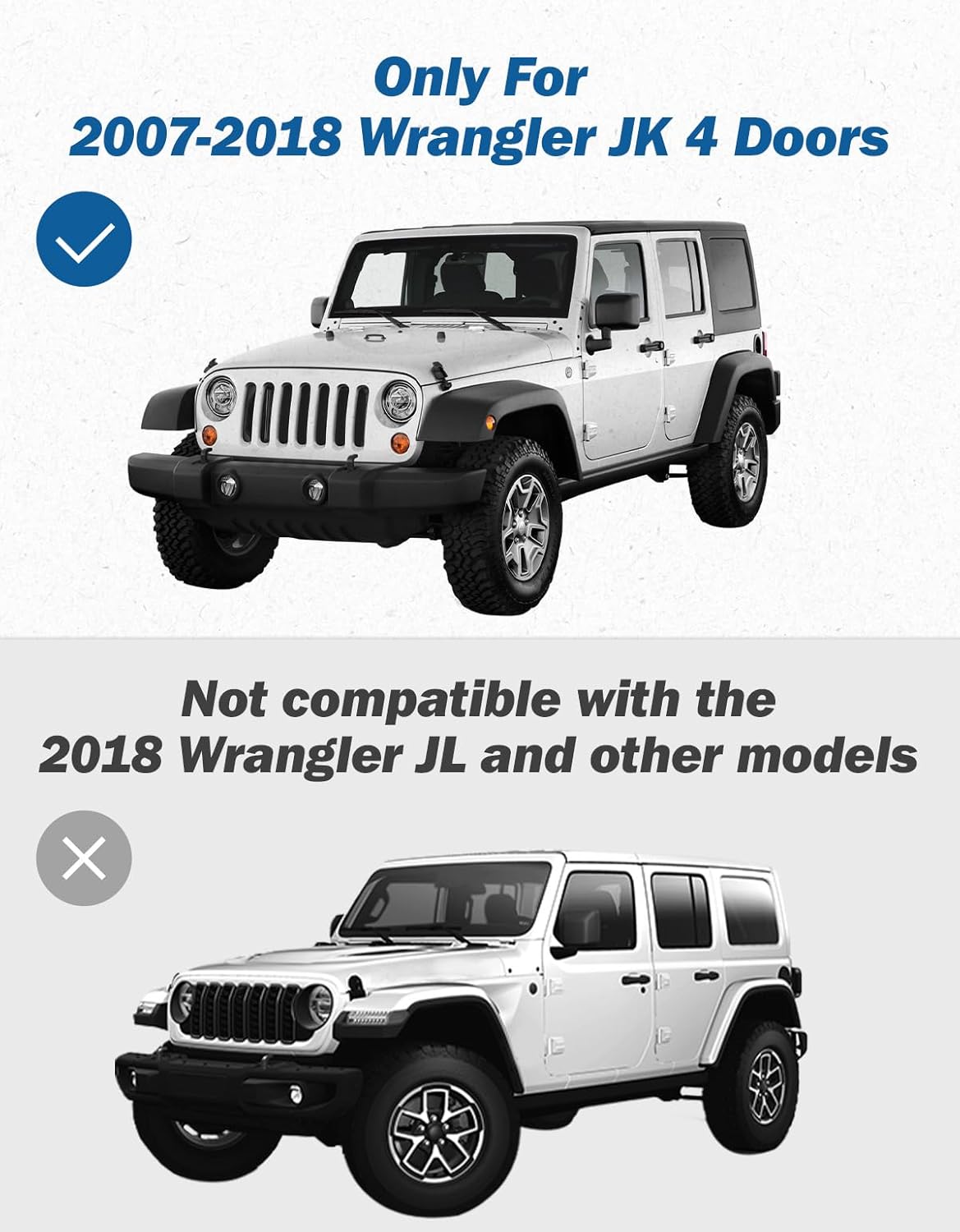 JOYTUTUS Running Boards Side Steps for Wrangler JK 4 Door 2007-2018 | 550LB Capacity | OEM Fit | Black Wrinkle Finish Textured Anti-Slip Dual Tier Steps Nerf Bars