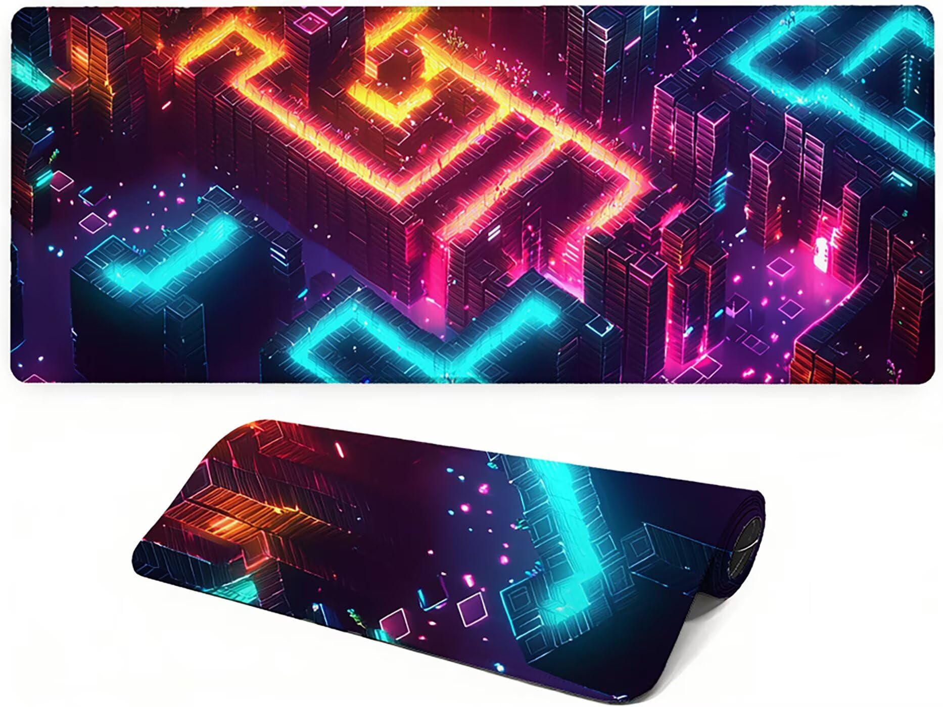 Lpfieonn Orange Farbe Großes Schreibtischunterlage, XXL Schreibtischunterlagen, Blau XXL Wasserdicht Gaming Mousepad mit Vernähter Rand und Rutschfeste Gummibasis, für Hause/Büro 120x60cm PF-2429