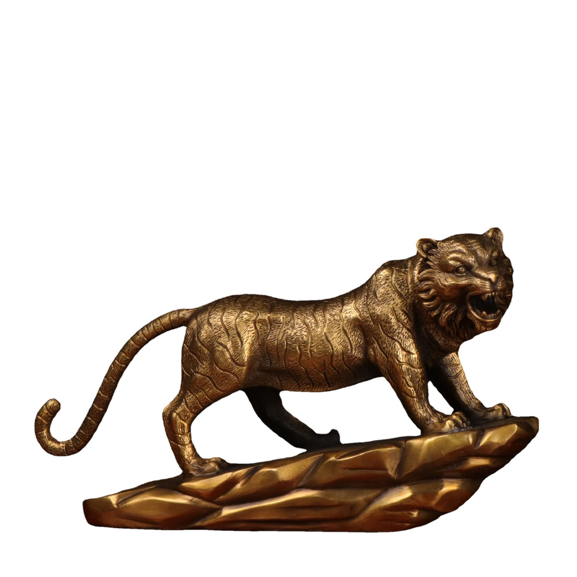 Dytartzx Pure Copper Tiger Statues Brass Ornaments 2024 Figurine for Collection Decoration for Living Room Decoration Hand-Made Brass Tiger