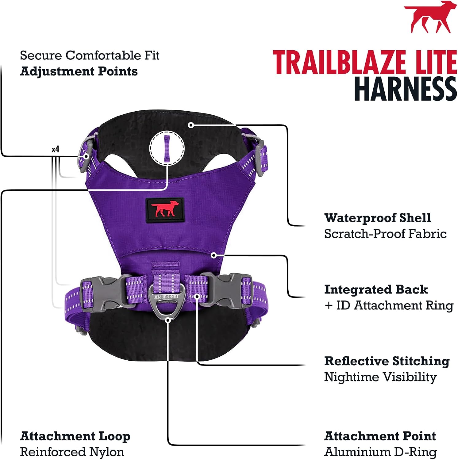 Tuff Pupper Dog Harness and Seat Belt Bundle | No-Pull Adjustable Harness with Front & Back Clips + Shock-Absorbing Car Seat Belt with Locking Carabiner | Reflective, Durable & Comfortable image 3