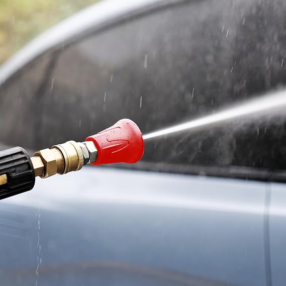 Maxshine Premium Stainless Steel Spray Nozzle Set | Universal 14 Quick-Connect Nozzles (15, 25, 40) in Protective Rubber Housing | Durable, Leak-Free Professional Car Wash Accessory