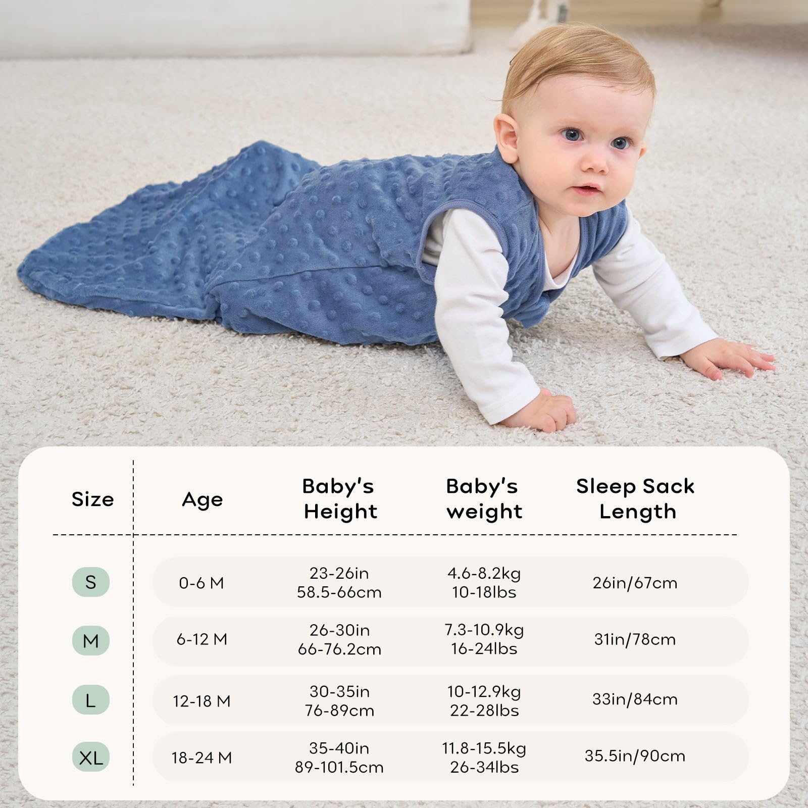Unnivoll Schlafsack Baby 1.5 Tog Babyschlafsack 0-6 Monate 2er Pack Schlafsack Winter Herbst 67 cm für Jungen Mädchen Neugeborene Blau&Grün : 