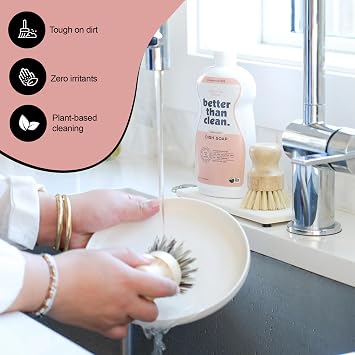 Fragrance Free 2-Pack Dish Soap 97% Plant-Based, Hypoallergenic, Non-Toxic, Cuts Grease & Food Residue Dishwashing Liquid with No Fragrance, Dyes or Harsh Chemicals EWG A Rated