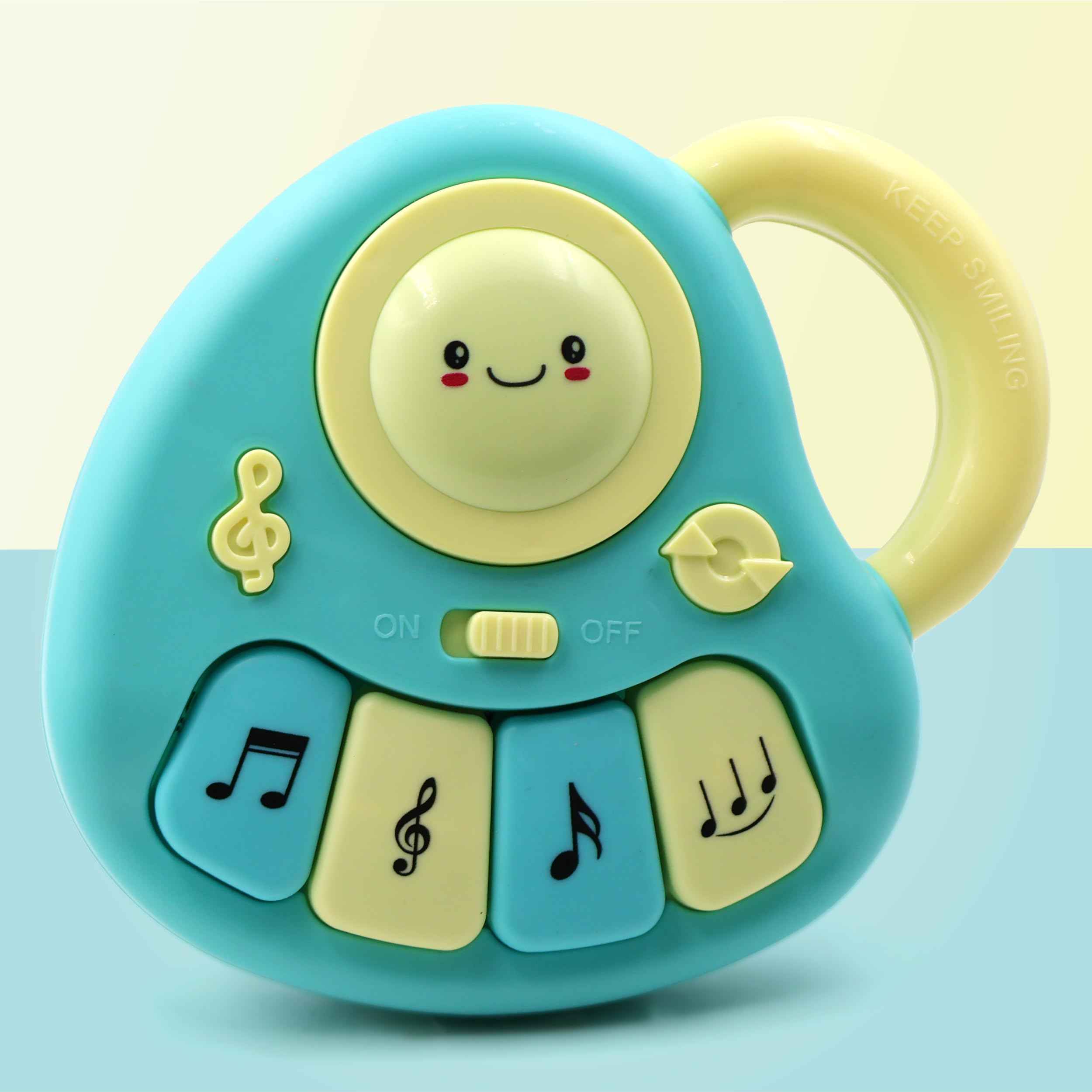 Chanak Baby Piano Musical Infant Toy 4 Key Nodes with 31 Music melodies Includes Learning Numbers & Shapes, Flashing Lights Early Learning Baby Tiny Tunes for Boys Girls, 6 to 12 Months (Blue/Yellow)-image-45