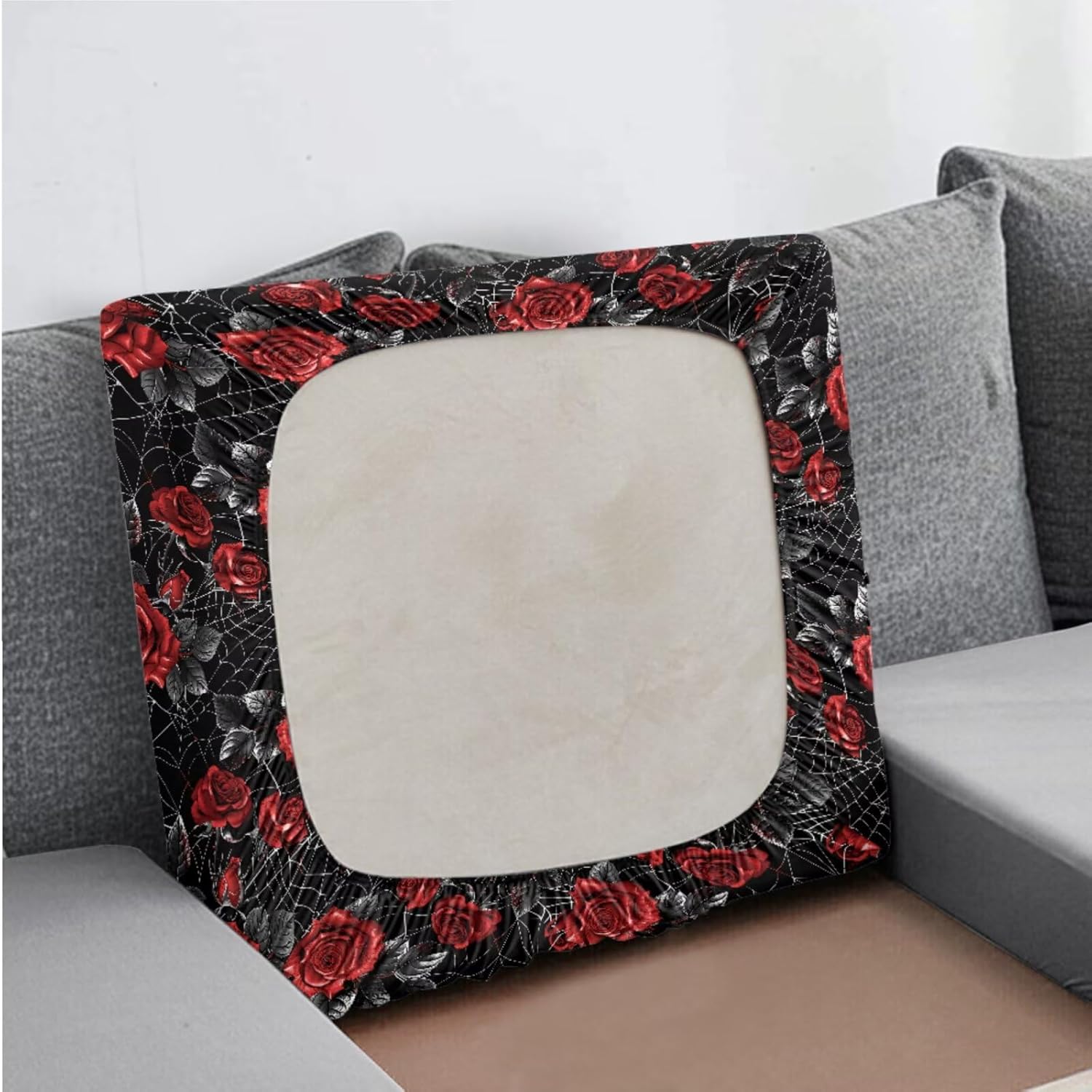 Red Rose Universal Couch Cushion Cover with Recliner Headrest Protector Washable Sofa Seat Cushion Slipcover Couch Chair Head Protector for Chair Loveseat Sofa