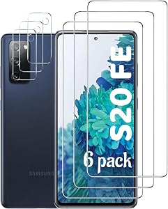 Galaxy S20 FE Screen Protector and Camera Protector, [3 Screen Protectors+3 Camera Protectors][Support Fingerprint] Tempered Glass Screen Protector for Samsung Galaxy S20 FE 5g/4g