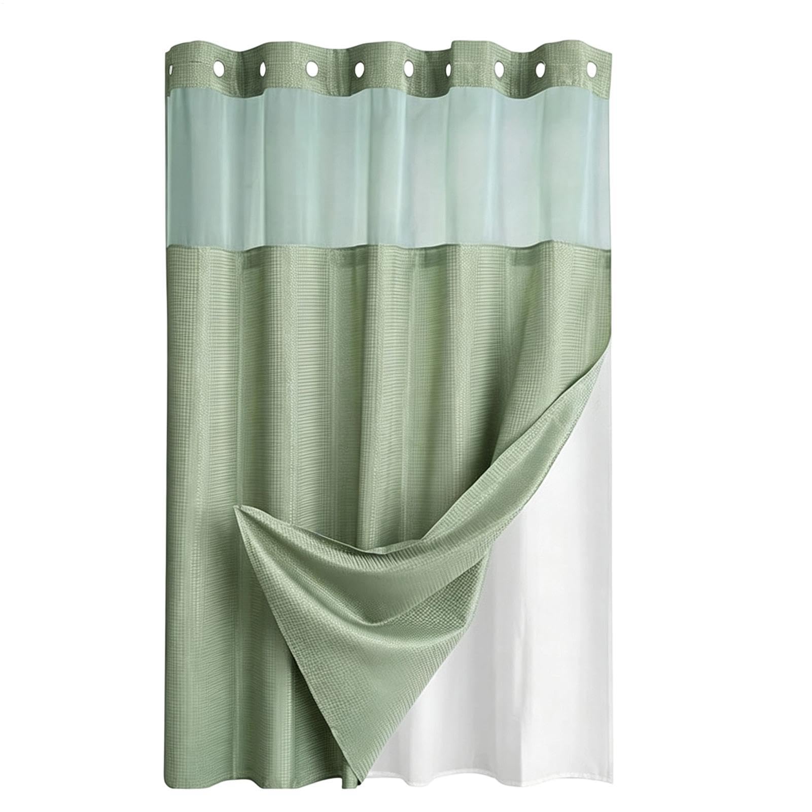Rideaux de Douche Imperméables Rideaux Tissu Gaufre Rideaux Avec Fenêtre Supérieure