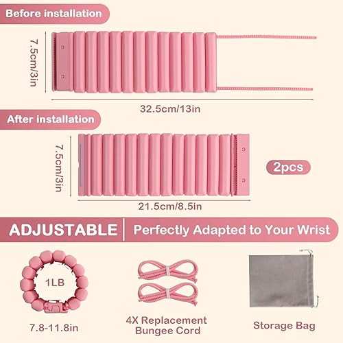 Miniatura 5 de Juego de 2 pesas de muñeca y tobillo de pilates para mujer, con hebilla magnética ajustable, de silicona, pesas para brazos y piernas, para gimnasio