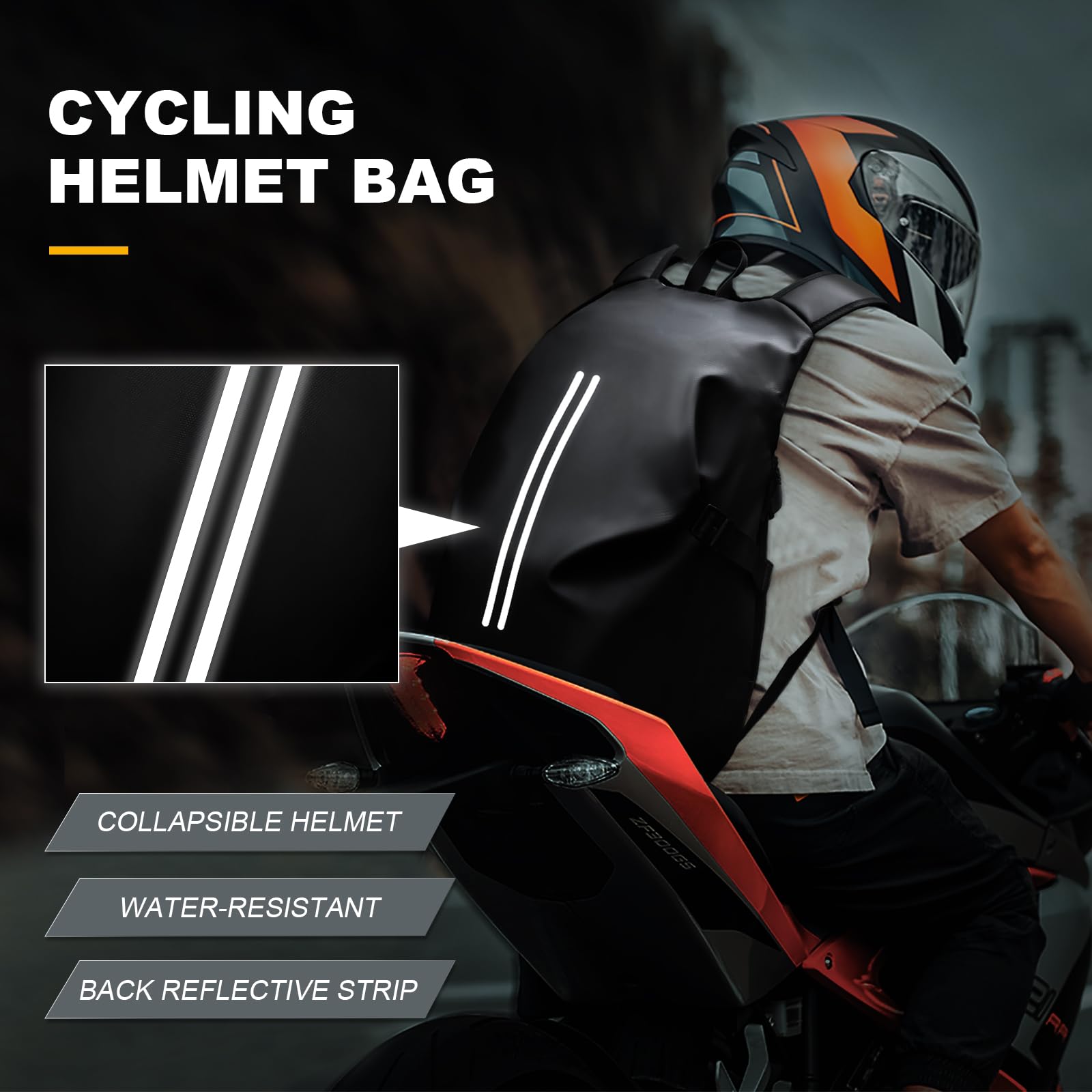 WEPLAN Zaino da Moto Zaino Portacasco da Moto Uomo Zaino per Casco Zaino da Portacasco Impermeabile Cinturino per Casco da Moto Borsa Porta Casco Moto,Nero