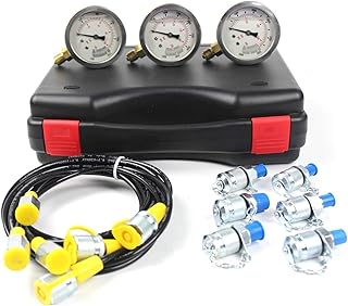 PANGOLIN Hydraulic Pressure Gauge Hose Set Hydraulic Pressure Test Gauge Kit Hydraulic Gauges for Excavator Construction Machinery, Pressure Test Guage Coupling, 25/40/60MPa 600BAR 9000PSI Max