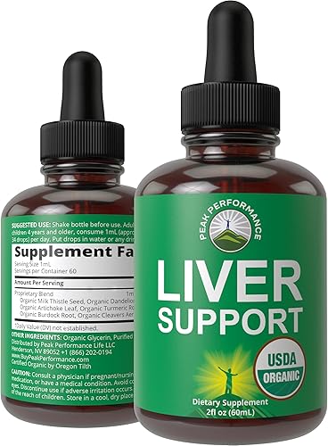 USDA Organic Liver Cleanse Detox & Repair. Gotas líquidas 6 en 1 con cardo de leche orgánico, extracto de alcachofa y más. Cero azúcar, suplemento