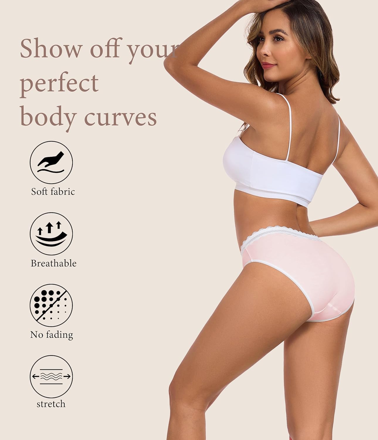 ANLIQI Women's Cotton Underwear Lace Trim Bikini Panties for Women Moisture Wicking Underwear Ladies Hipster Panty Multipack - Image 5