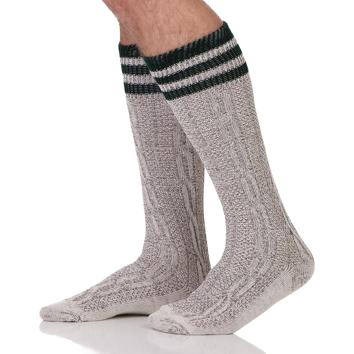 Harrys-Collection Herren Trachten-Kniestrümpfe - Traditionelle Haferlsocken mit Zopfmuster Bequemer Umschlag, Gr. 41-48, 1 Paar