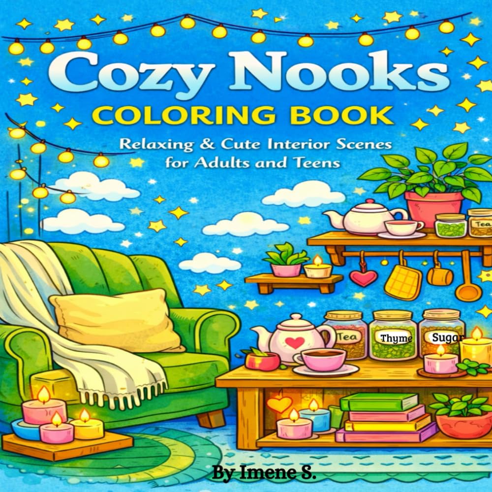 Cozy Nooks Coloring Book for Adults and Teens: Relaxing and Anti-Stress: Cute Hygge Inspired Interior Scenes and Herb-Filled kitchen corners for Relaxation and stress Relief