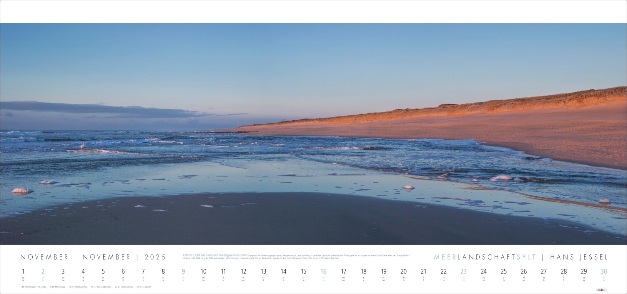 Meerlandschaft SYLT Kalender 2025 - Hans Jessel: Großer Panorama-Wandkalender mit Fotos des bekannten Künstlers Hans Jessel. Meereslandschaften eingefangen in einem XXL-Fotokalender.
