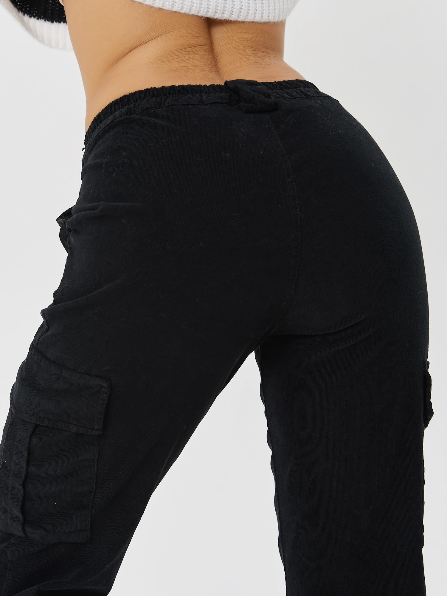 Pantaloni Cargo Donna Cotone Velluto a Coste Leggero Jeans Vita Alta Pantaloni Eleganti Primaverili con Tasche Chino Donna