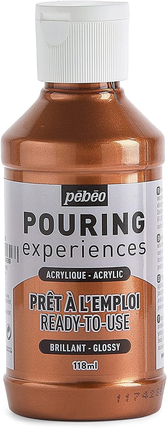 Pouring Experiences-Ready-to-Use Premixed Acrylic Paint-Ideal for Fluid Art, Copper Metallic, 118 ml