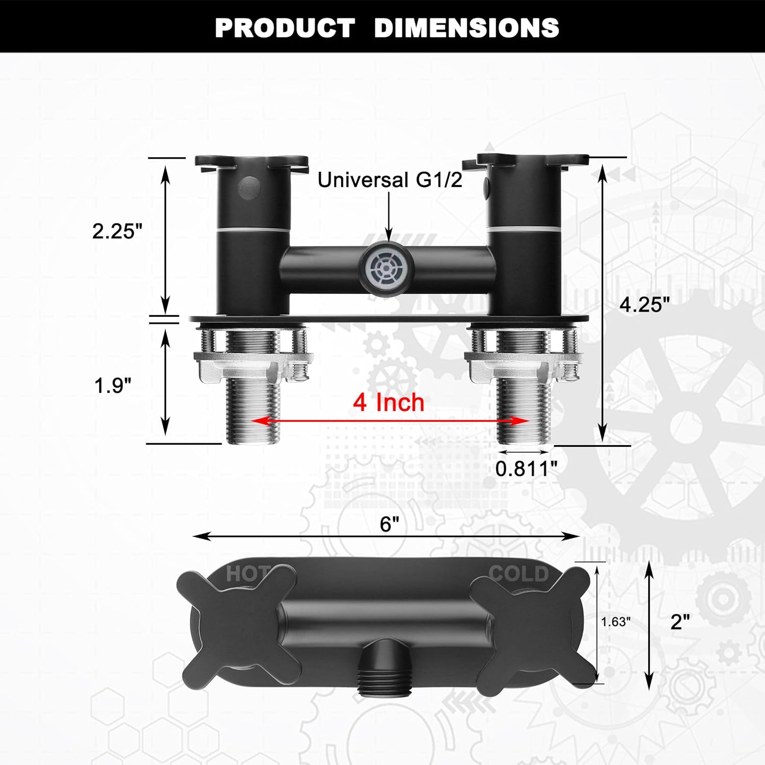 All Metal RV Shower Faucet Matte Black, Stainless Steel Camper Replacement, 4 Inch for Indoor and Outdoor Shower