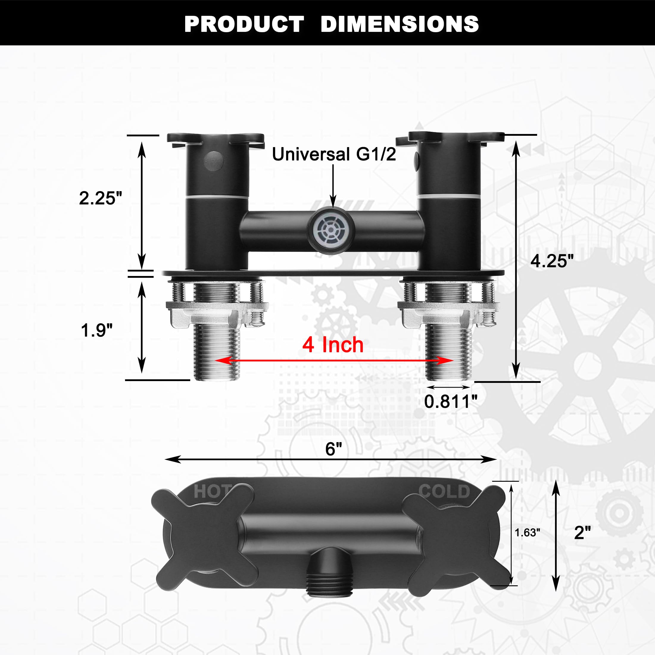 All Metal RV Shower Faucet Matte Black Stainless Steel Camper Replacement 4 Inch for Indoor and Outdoor Shower — view 3
