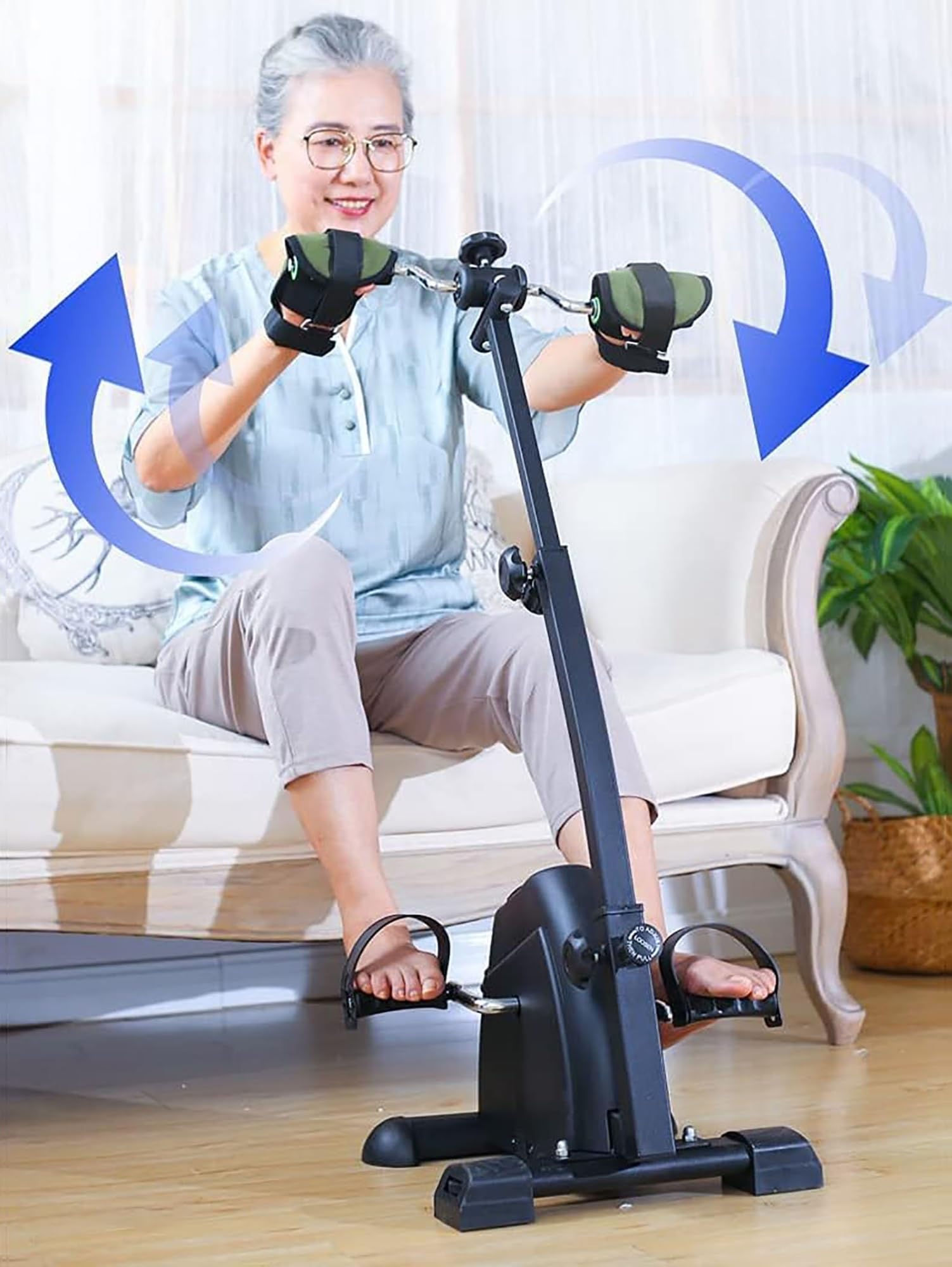 Rower treningowy Rower do ćwiczeń, kryty rower rehabilitacyjny do szpitala, starsza maszyna do pedałowania rąk i nóg z wyświetlaczem LCD