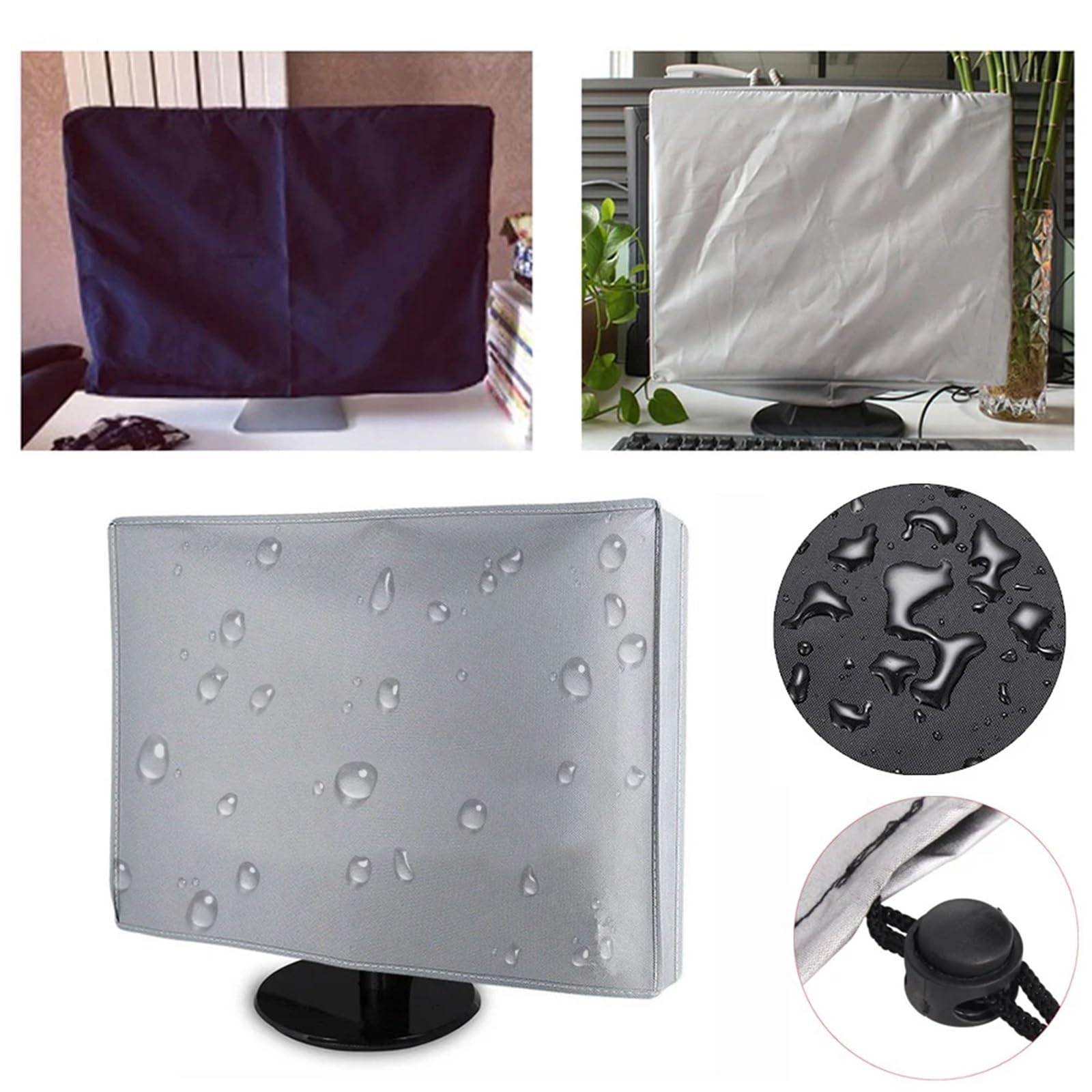 Protezione Tv Coperchio della polvere del monitor a schermo piatto dei computer impermeabili PC TV. Adatto alle tablet Protector Polyester Computer Covers Fodera morbida 2 colori(Black,86x35cm)