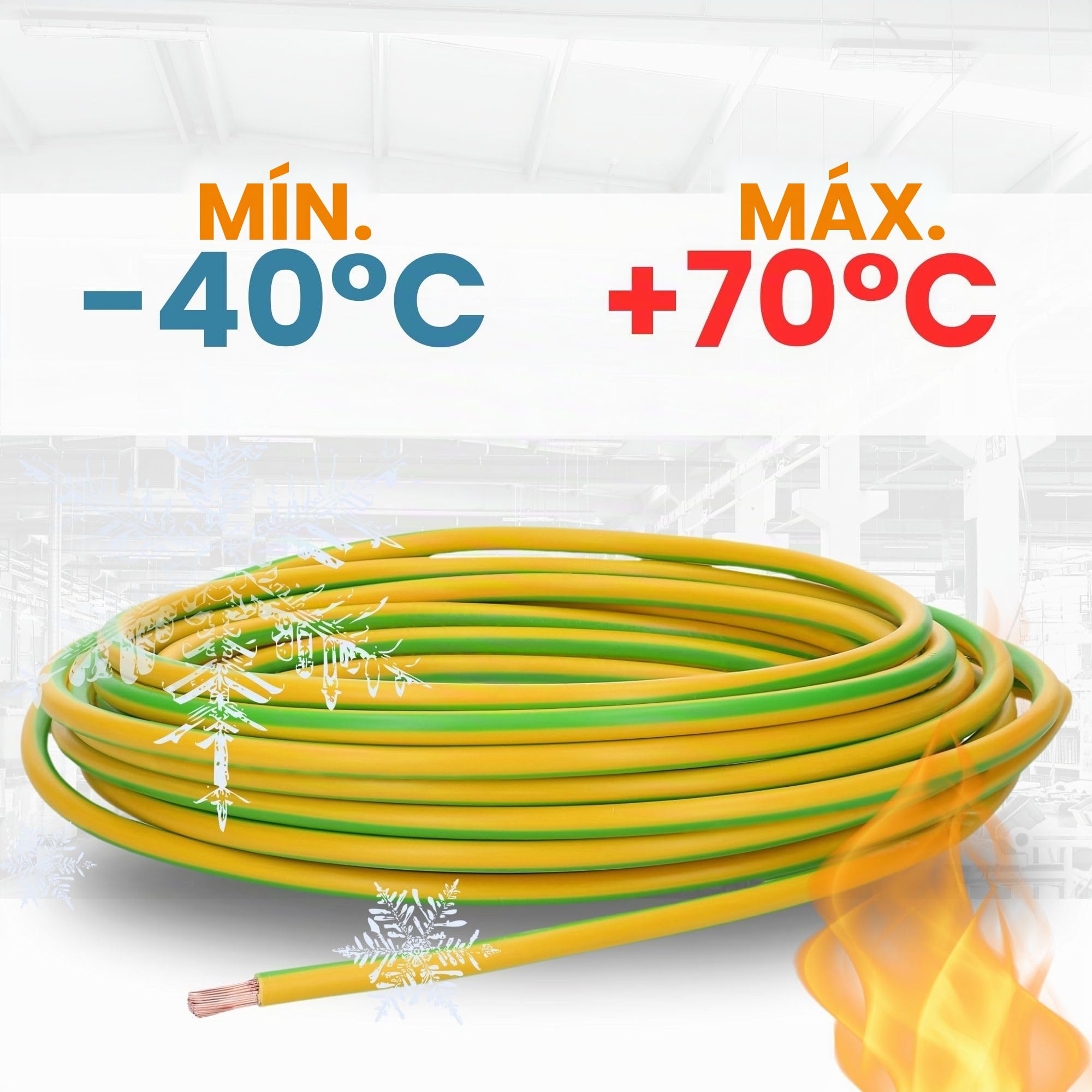 Lapp 4520005 H07V-K 10 mm² - Cable de toma de tierra flexible (PVC, 10 m), color verde y amarillo