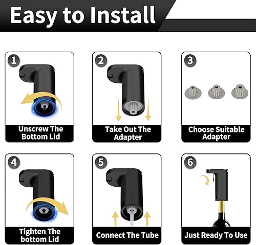Miniatura 6 de JINJUNYE Dispensador de vino eléctrico, decantador de un solo toque, juego de dosificación de 0.0-33.8 fl oz, banco de energía y autolimpiante,