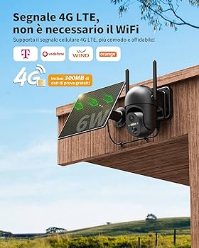 Telecamera 4G LTE Esterna Con SIM - Sorveglianza 2K 360° | Visione Notturna A Colori E Audio Bidirezionale - Foto 3