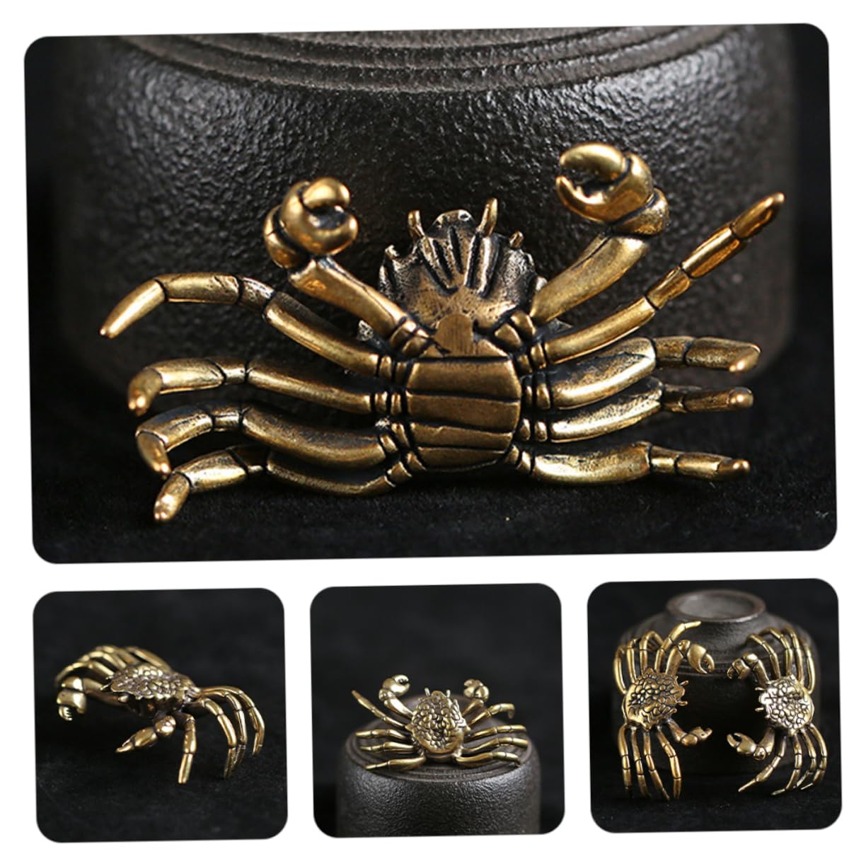 ZXQUEGF Retro-Krabben-Ornament, Krabben-Skulptur, Retro-Tierskulptur, Desktop-Krabben-Statuen, Feng Shui Krabben-Ornament, chinesische Feng Shui-Krabbe, Gold, Reichtum, Statue, Retro-Krabben-,
