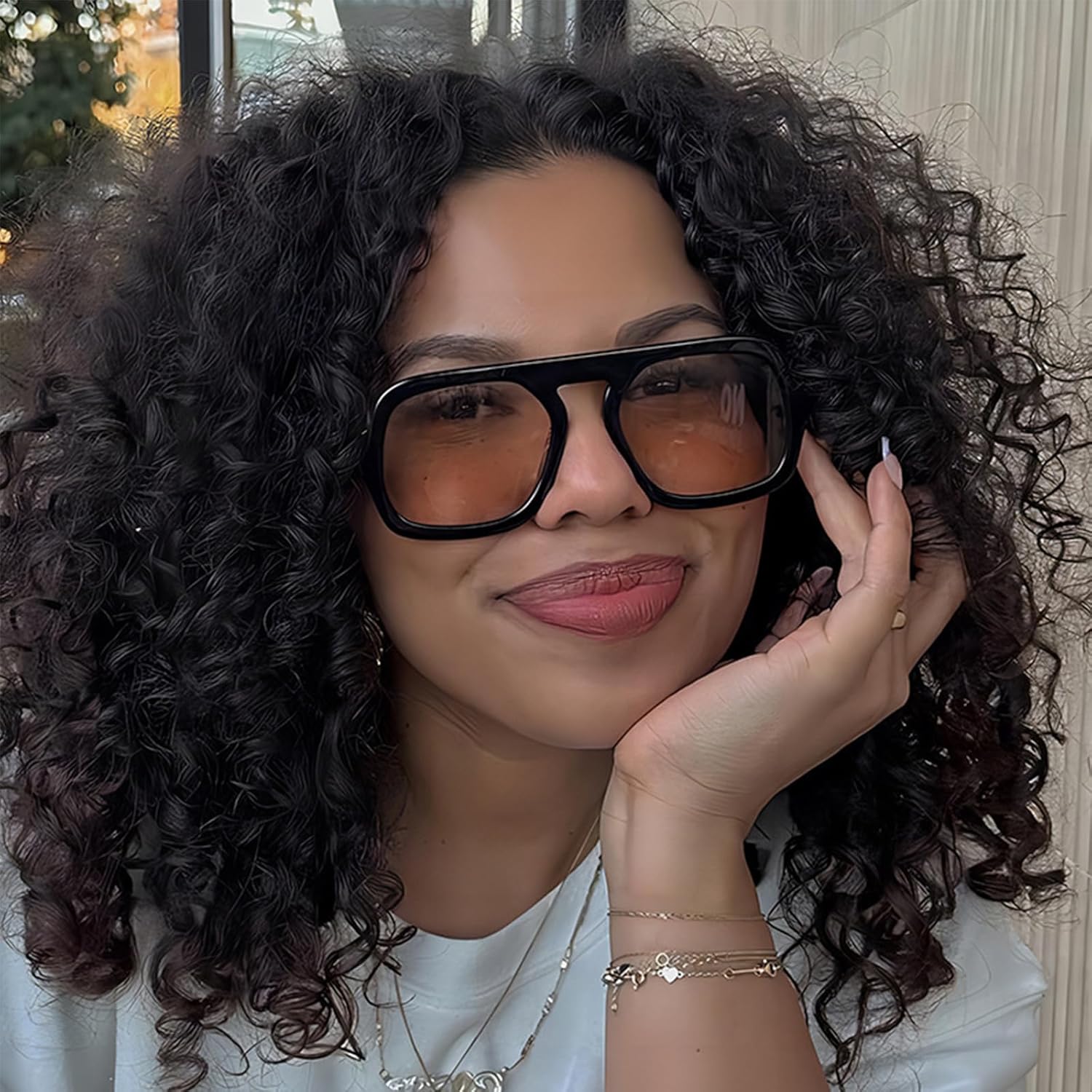 Trendy Hexagon Aviator Sunglasses for Women Men 70s Retro Square Flat Top Geometric Sun Glasses Shades - Image 4