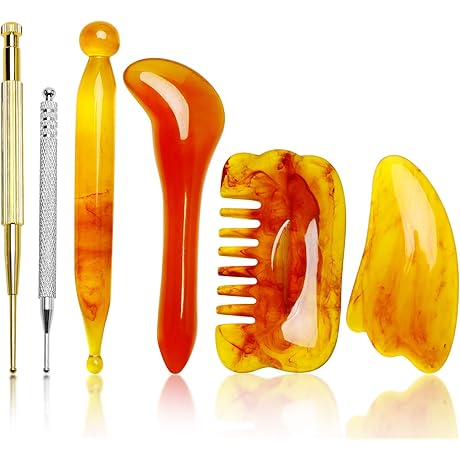 6PCS Massage Tool, Gua Sha Facial Stretching Stick Manual Acupuncture Pen Massage...