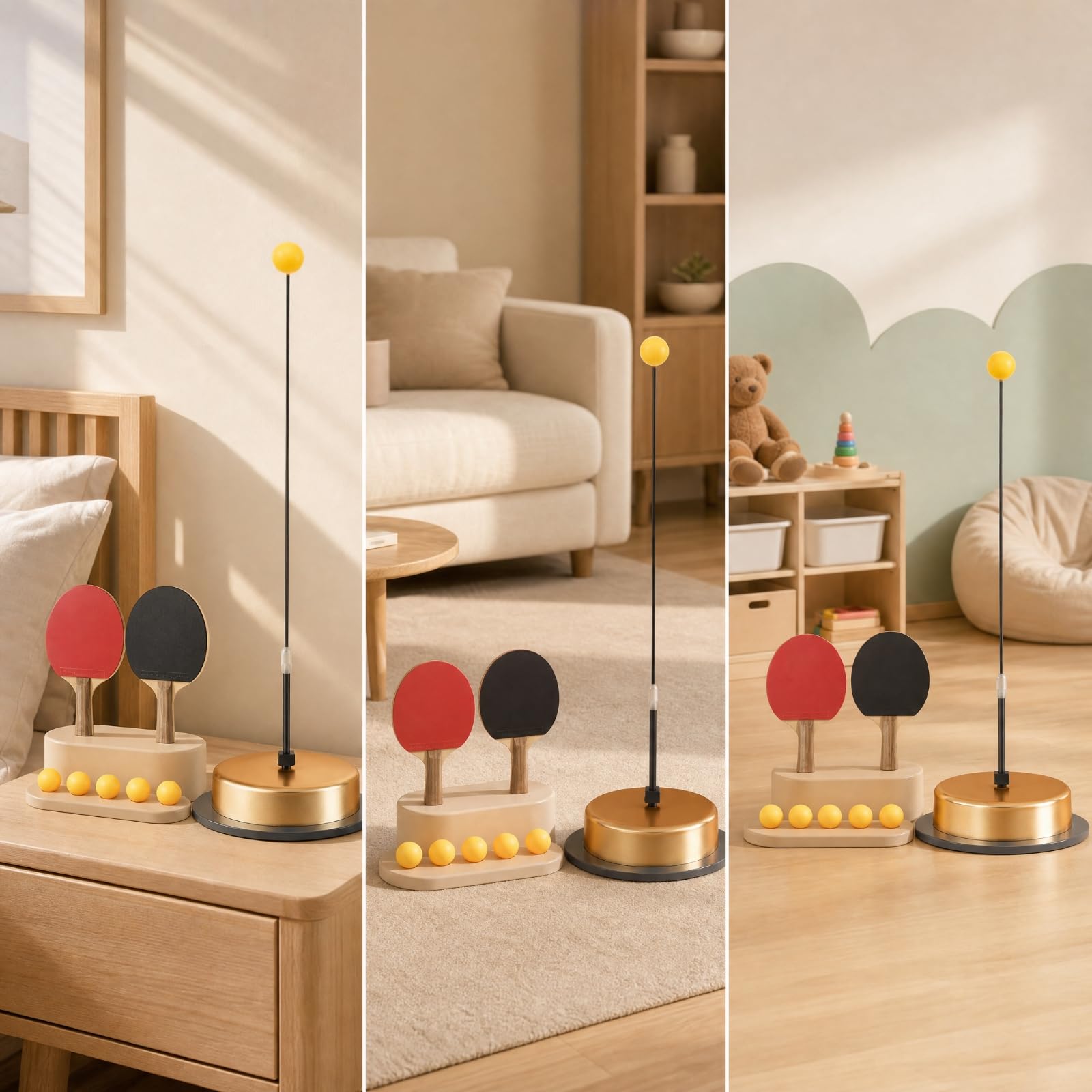 Set Pong Autoportante Attrezzo Sportivo Antiscivolo Attrezzatura Sportiva per namento Indoor Solitario, Spazi Attività Famiglia