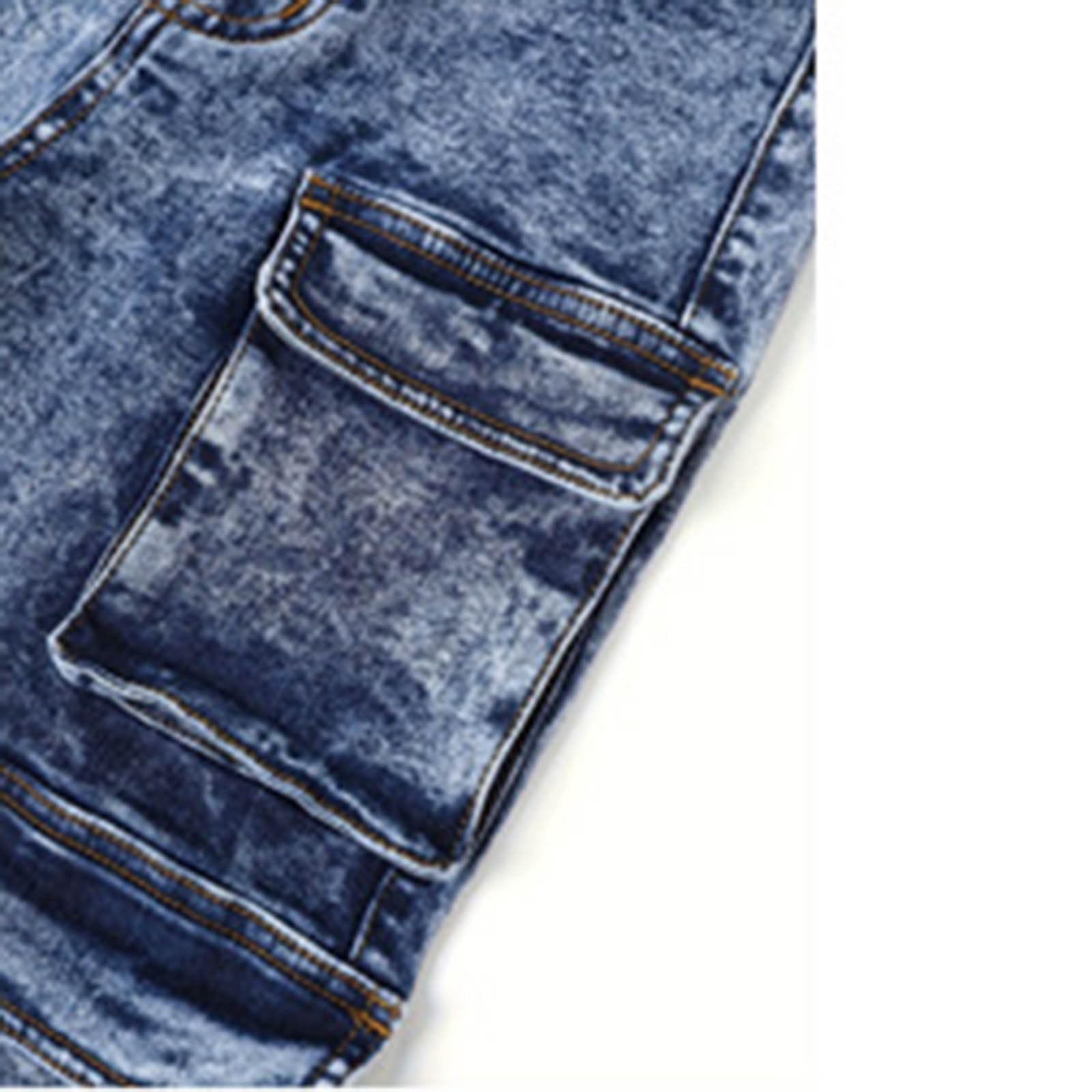 Pantaloni Ragazza-Pantaloni Cargo Casual A Vita Alta con Tasche E Jeans Larghi in Denim per Ragazze