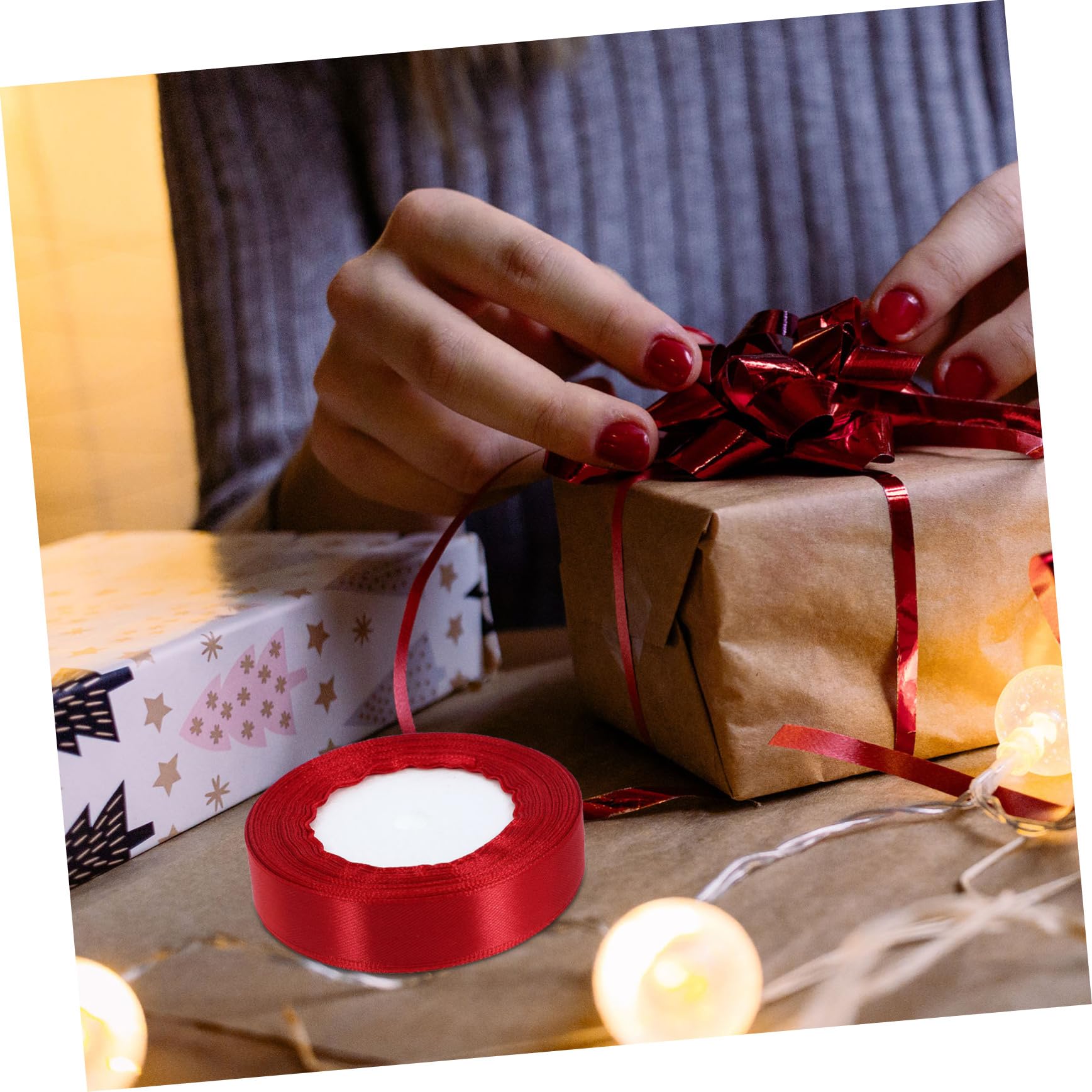 Uonlytech 4 Sätze Geschenkverpackungsband Dekoration Bunt Für Weihnachten Seide Organza Die Lang Stoff Sortiert Farbverlaufsbänder Multi Glänzend Chiffon Paket Polyester 5 Rollen * 4