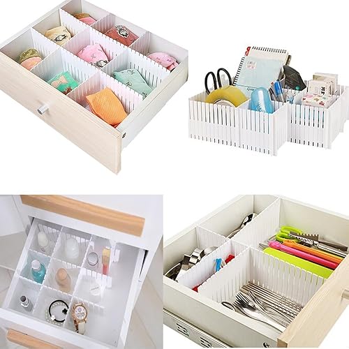 Miniatura 5 de Organizador de cajones de plástico para bricolaje, 8 unidades, divisores de cajones ajustables para el hogar, calcetines, ropa interior, suministros