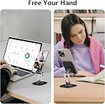 Support de Téléphone Ajustable CreaDream pour Bureau, Support de Téléphone Portable Pliable Rotatif à 360°, Support de Téléphone en Aluminium avec Base Métallique, pour 16 15 14 13 Pro Tous les Téléphones de 4.7 à 8 pouces