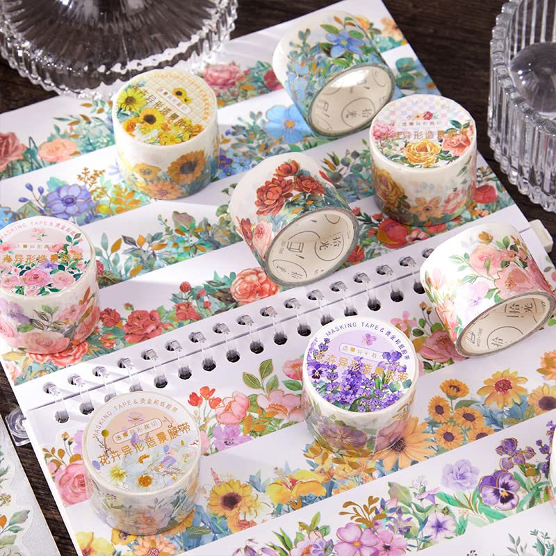 Alideco Cinta Washi de la serie Himitsu Peach Spring de 8 unidades, ideal para suministros de diario de viñetas, artes, álbumes de recortes,