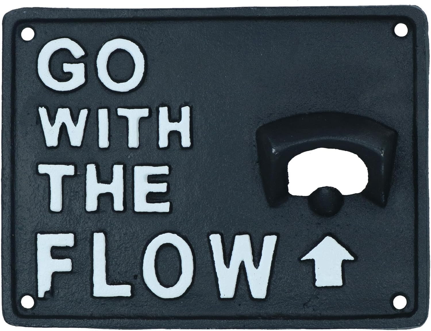 Go With The Flow Bottle Opener Beer Cast Iron Sign Gift Garage Door Shed Bar