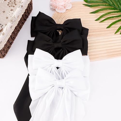 Miniatura 2 de Vovii 4 lazos para el cabello para mujeres y niñas, bonitos lazos de satén de coqueta para el cabello, accesorios para mujeres, pinzas de moños
