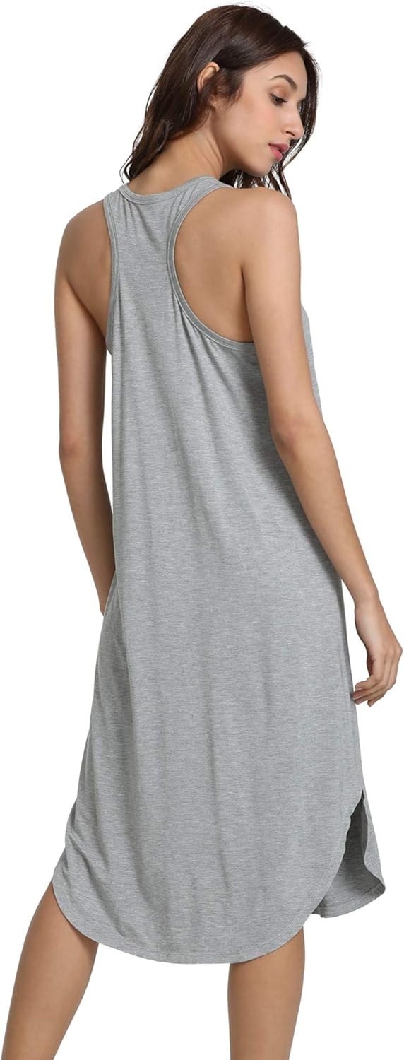 WiWi Nightgowns for Women Bamboo Viscose Super Soft Sleeveless Racerback Night Shirts Plus Size Cooling Sleepshirts S-4X - Image 2