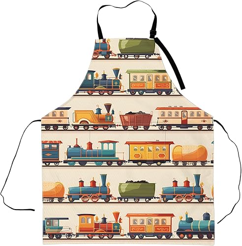 Delantal de erizo de otoño, delantal de cocina ajustable de tela Oxford con 2 bolsillos para hombres y mujeres, 28 x 33 pulgadas, Tren17