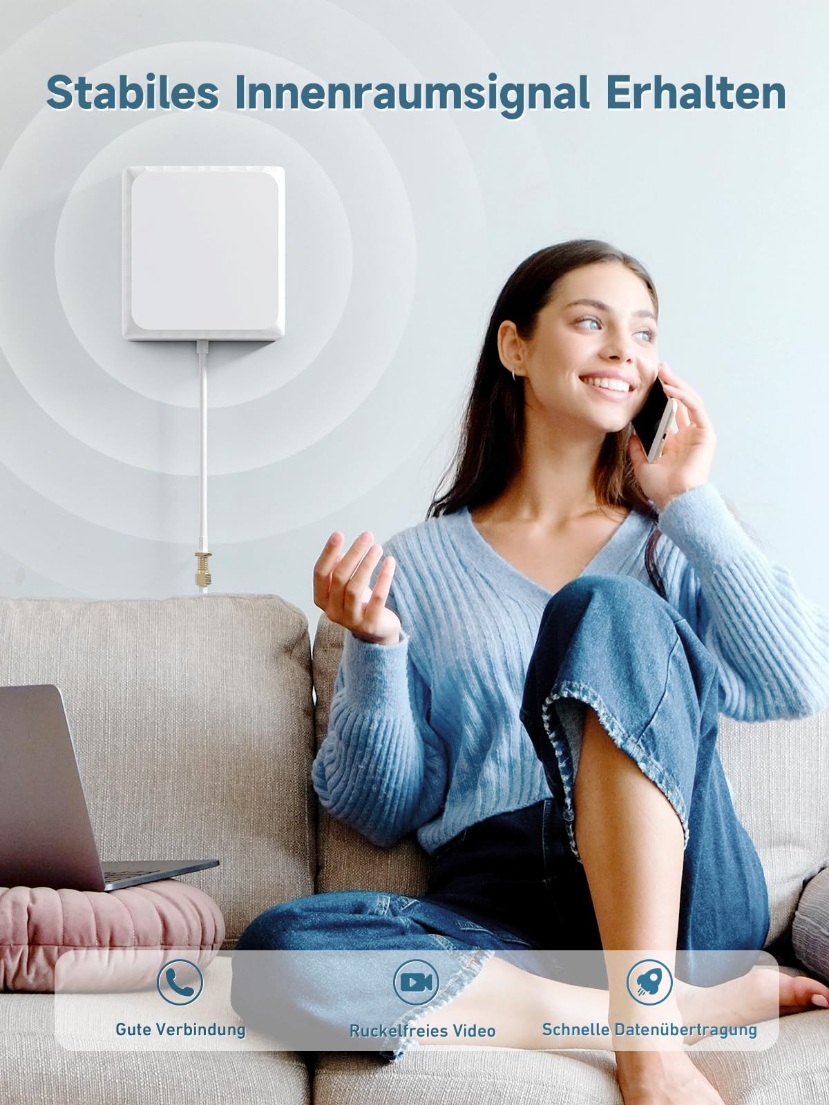 ANNTLENT LTE Verstärker Empfangsverstärker Handy mit Bildschirm Band 1/3/7/8/20 Unterstützt Alle Deutschen Betreiber O2 | 4G 3G 2G GSM Repeater 70 dB Hohe Verstärkung Einstellbar