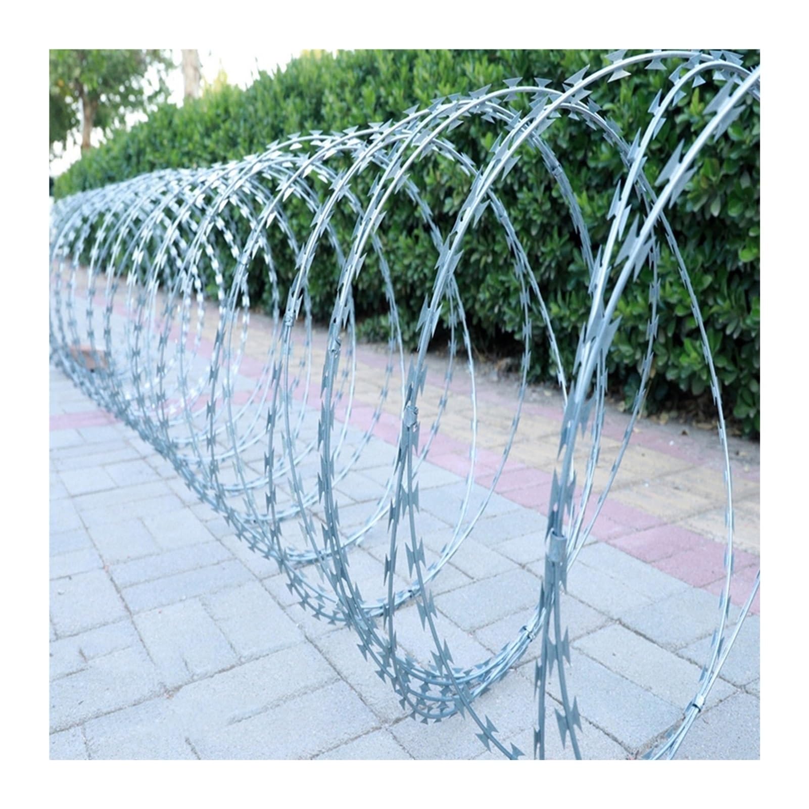 HJLKDYM Razor Barbed Wire Security Fencing, Galvanized Steel Wire Fence Roll, Outdoor Secure Sites Garden Stretched Boundary Double Helix Coils Useful Protection(Silver-45cm/Double Spiral,50m)