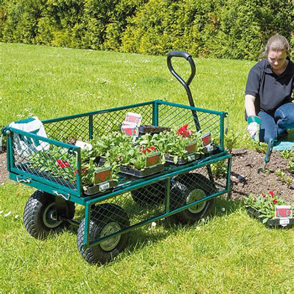 Garden Carts Yard Dump Wagon Cart Lawn Utility Cart Outdoor Steel Heavy Duty Beach Lawn Yard Landscape : Patio, Lawn & Garden