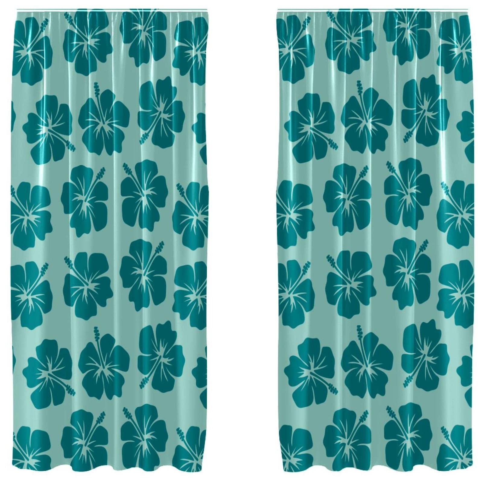 Rideaux de fenêtre légers motif fleurs de surf bleu 140x213 cm