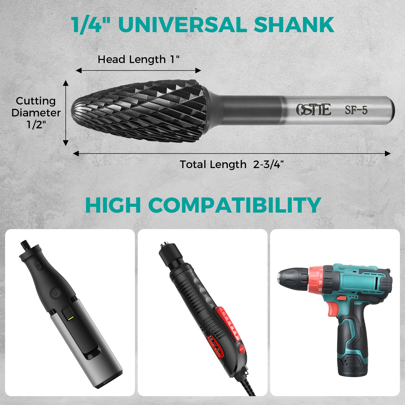 1Pcs AlCrN Carbide Burr (Pro), Double Cut for Hard Metal Working, SF-5 — Amazon image 3