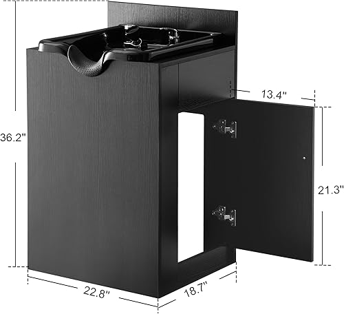 Miniatura 6 de BarberPub Estación de fregadero de retrolavado de champú con cuenco de champú, equipo de belleza de salón de spa 6154-7134, negro